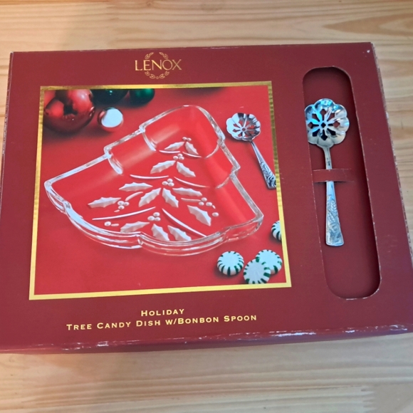 Lenox Holiday Tree Candy Dish with Bonbon Spoon - Picture 1 of 4